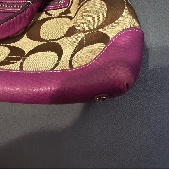 Coach Signature Canvas Shoulder Bag - Purple and Brown - Picture 6 of 6